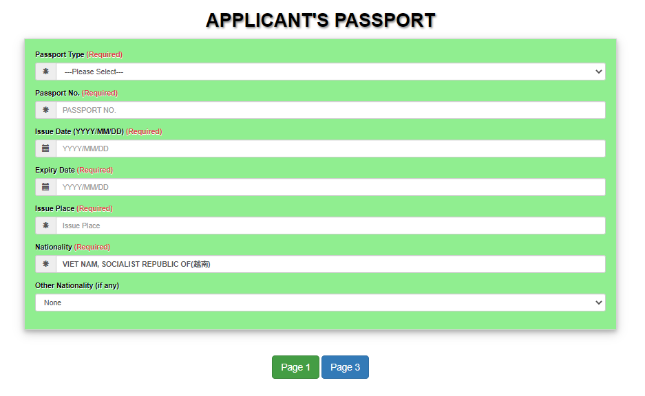 Hướng dẫn khai form visa Đài Loan bước 5.